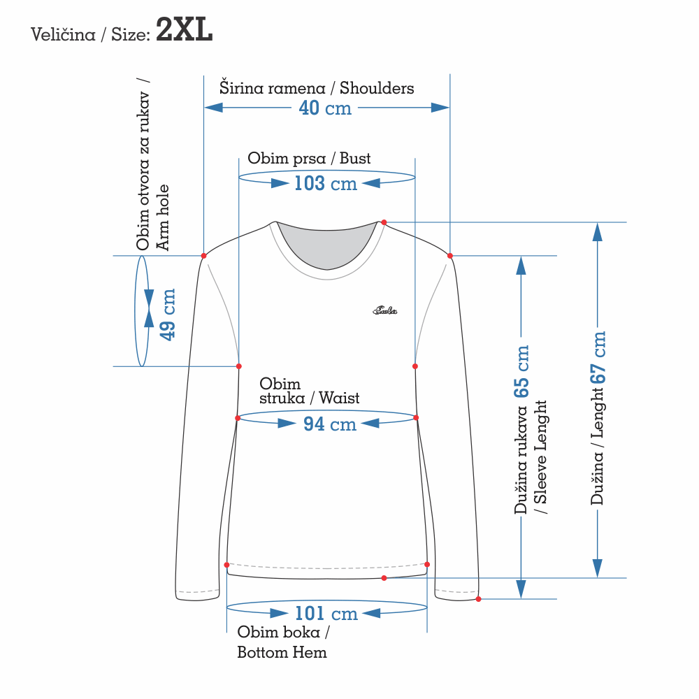 Majica Dug rukav O izrez Jednobojna - Ewla