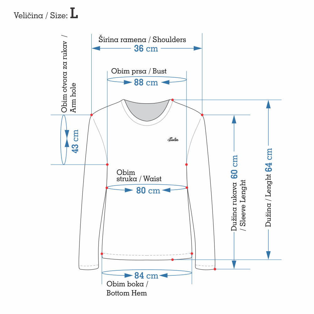 Majica Dug rukav O izrez Jednobojna - Ewla